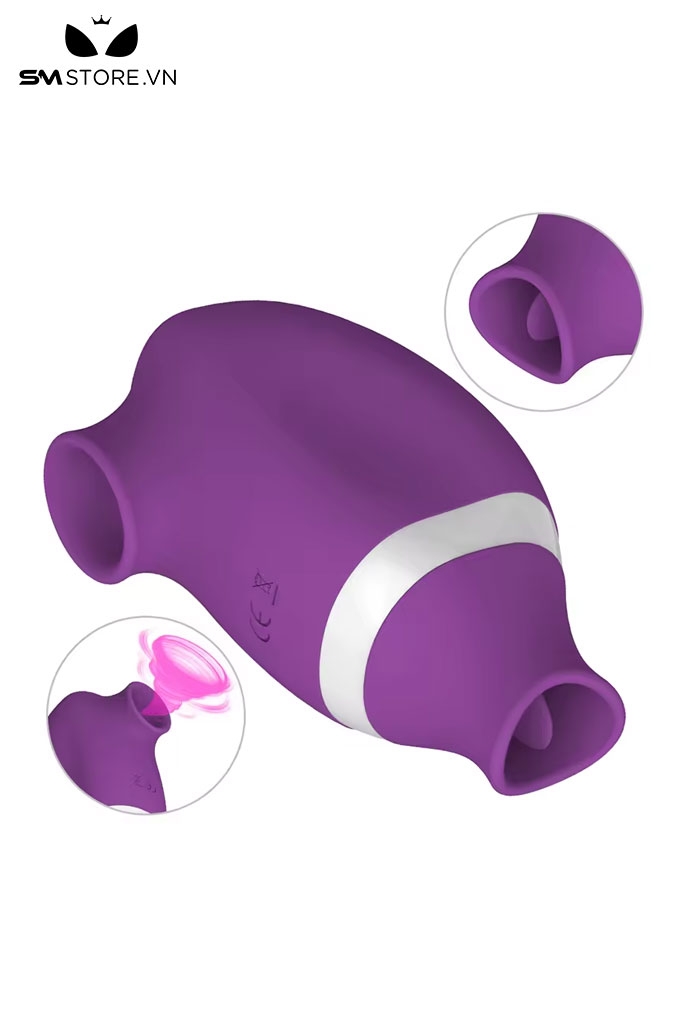 SMT3883 - Máy rung hút âm đạo mini 2 đầu có lưỡi liếm dài 8.5cm