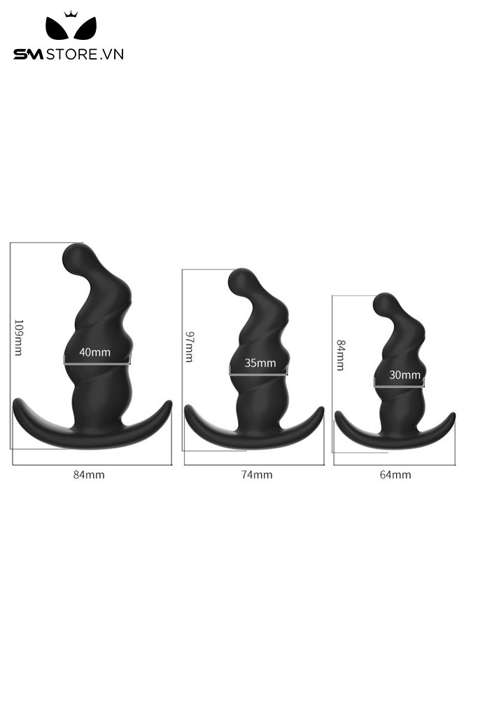 SMT3990 - Butt plug silicon thân xoắn uốn lượn như dòng chảy có 3 size