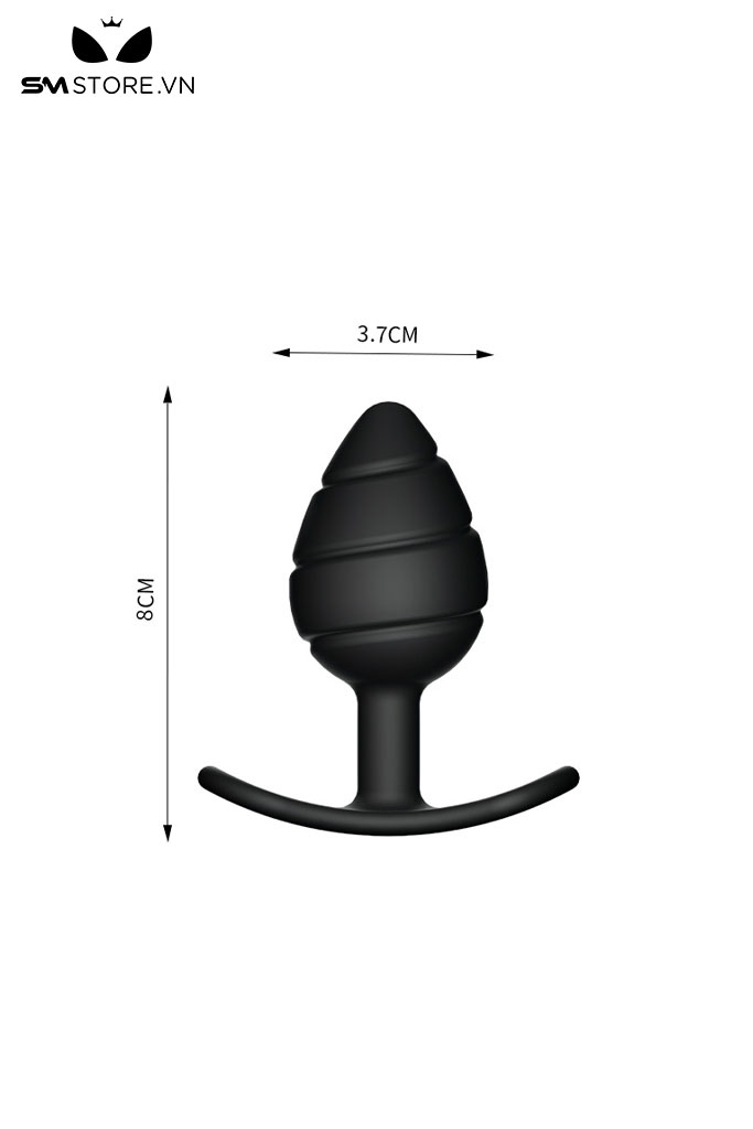 SMT4177 - Đồ chơi hậu môn silicon hình thoi với sọc chéo có 3 kích cỡ