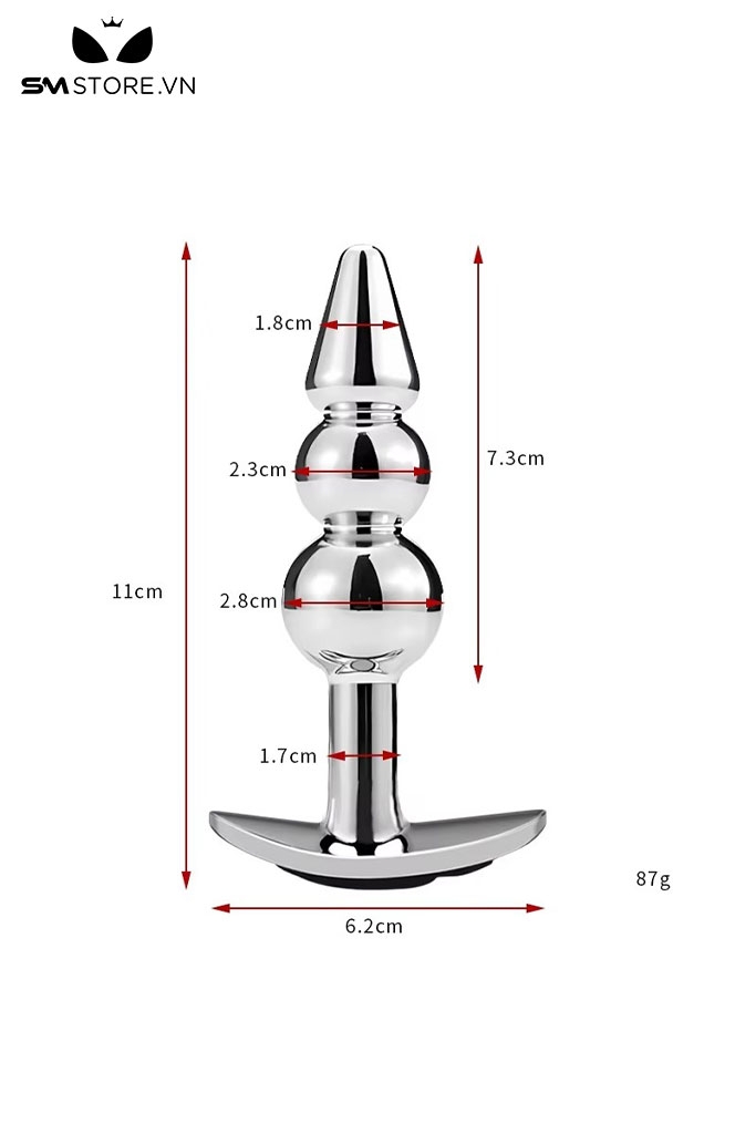 SMT4231 - Máy rung hậu môn inox với chuỗi hạt sạc điện điều khiển từ xa