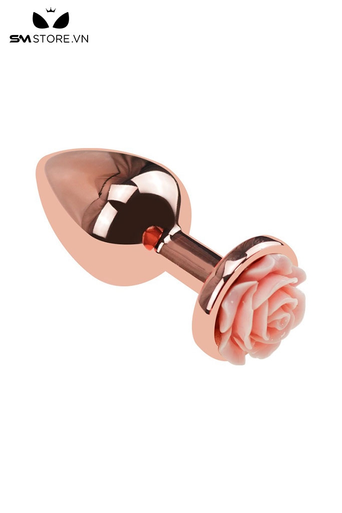SMT4258 - Butt plug inox không gỉ thiết kế thuôn nhẹ và đế hoa hồng