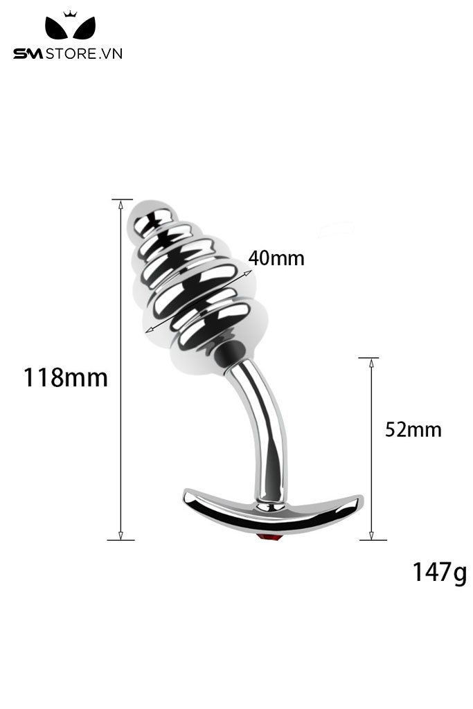 SMT4266 - Butt plug dáng cong hình xoắn ốc dài 98 105 và 118mm