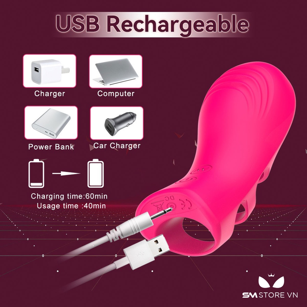 SMT4337 - Ngón tay rung đường vân nổi và 10 chế độ dài 103mm