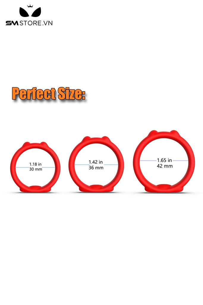 SMT4449 - Combo 3 vòng đeo gốc dương vật silicon hình tai gấu