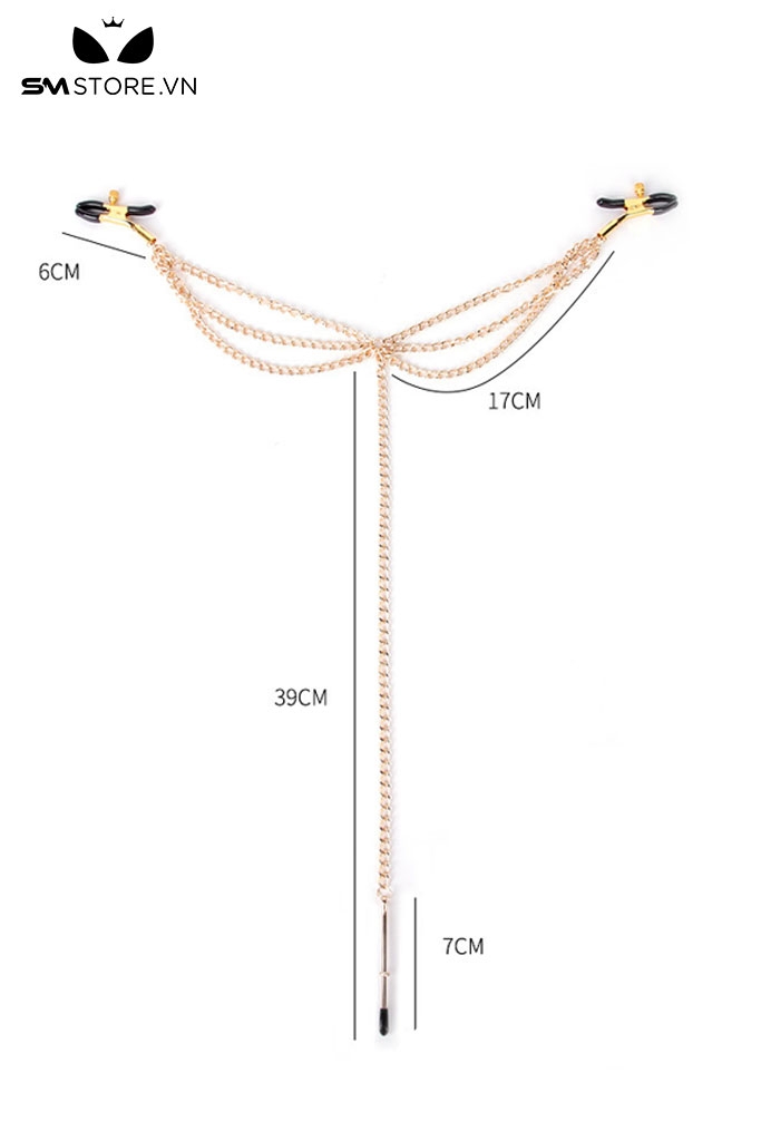 SMT4768 - Kẹp ti và âm vật thiết kế 3 đầu dài 39cm có đệm và nấc chỉnh