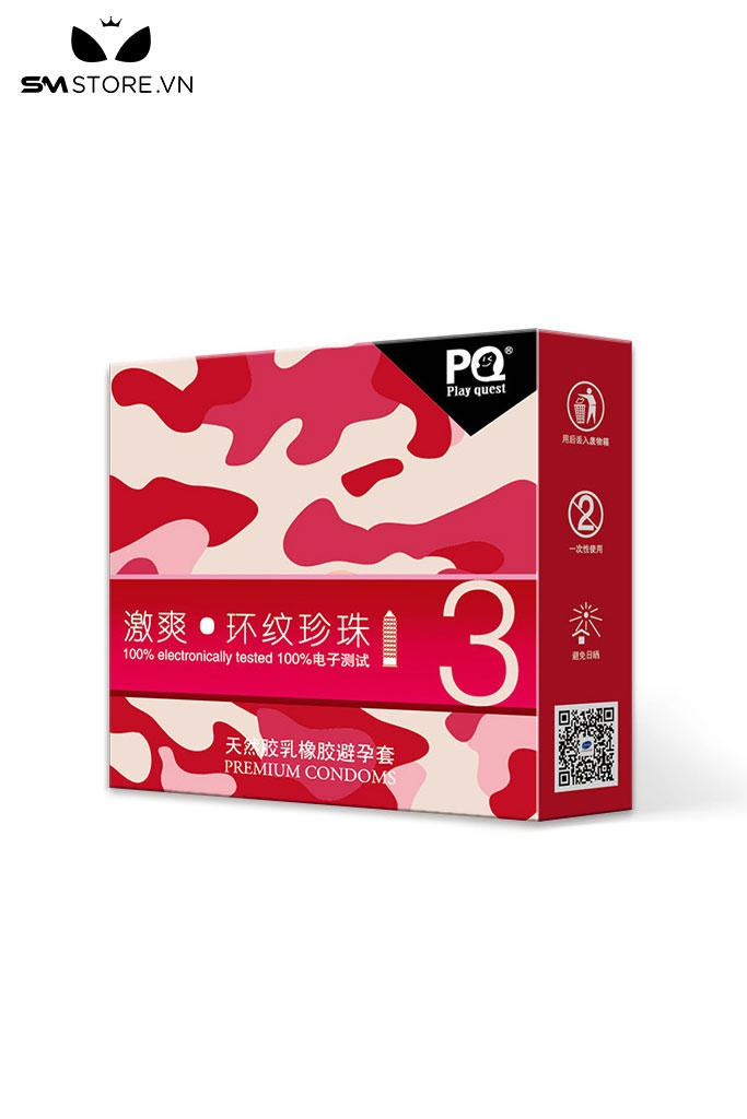 SMT4992 - Bao cao su gân sọc hạt nổi ngọc trai tăng khoái cảm