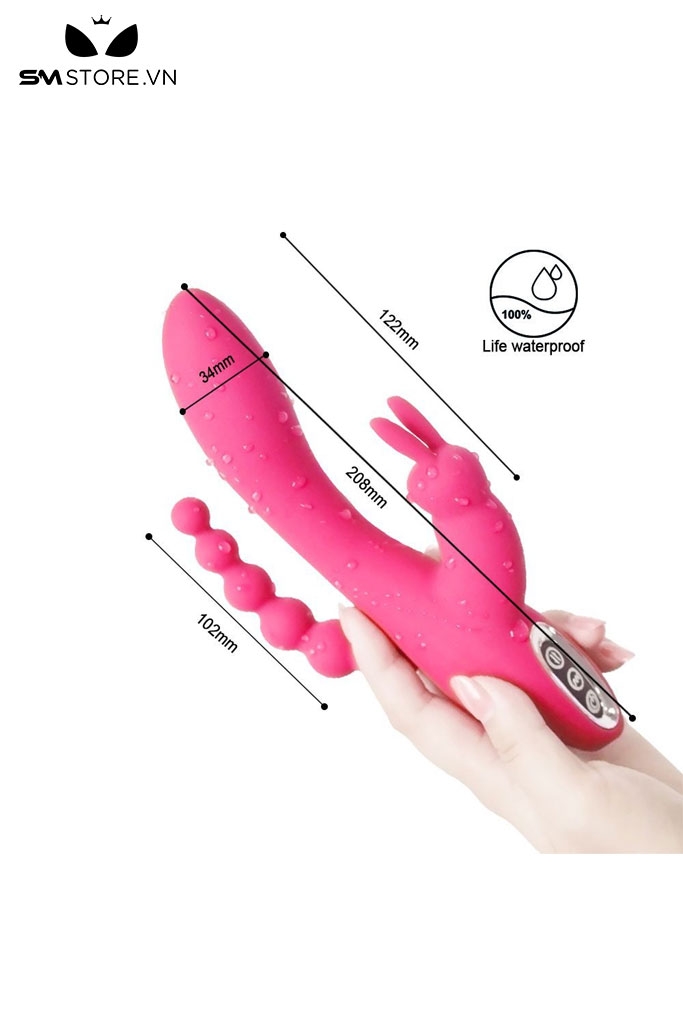 SMT5101 - Máy rung tai thỏ 2 đầu mix nhánh anal beads có 10 tần số