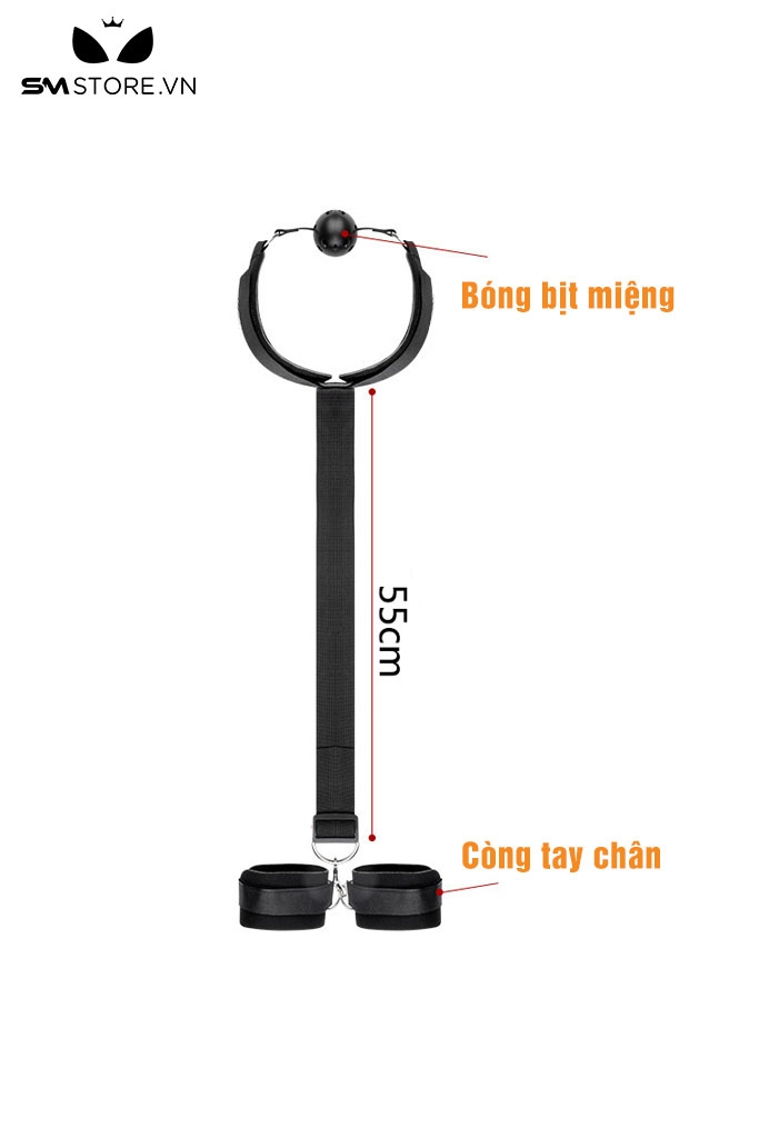 SMT634 - Kẹp núm vú & ballgag liền còng tay cố định tư thế