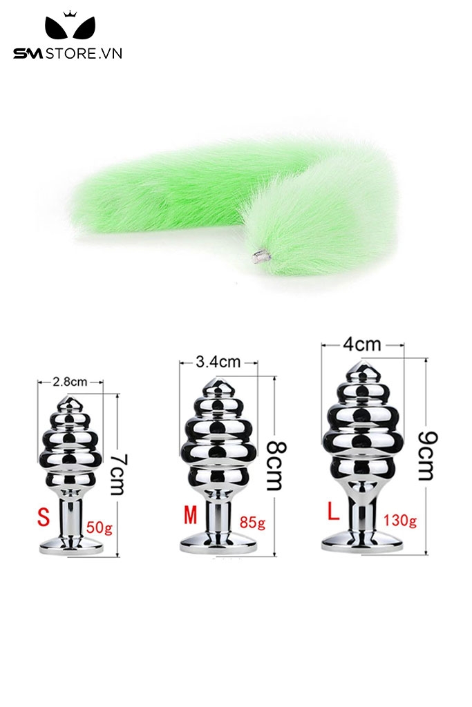 SMT045 - Đuôi cáo cosplay 1 màu với phích xoắn ốc inox có 3 size