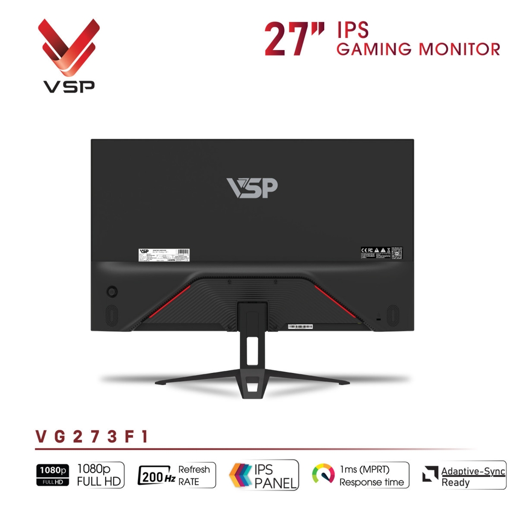 Màn hình VSP Gaming VG273F1 (27 Inch / IPS / FHD / 200Hz / 1ms / FreeSync, Adaptive-Sync) Đen
