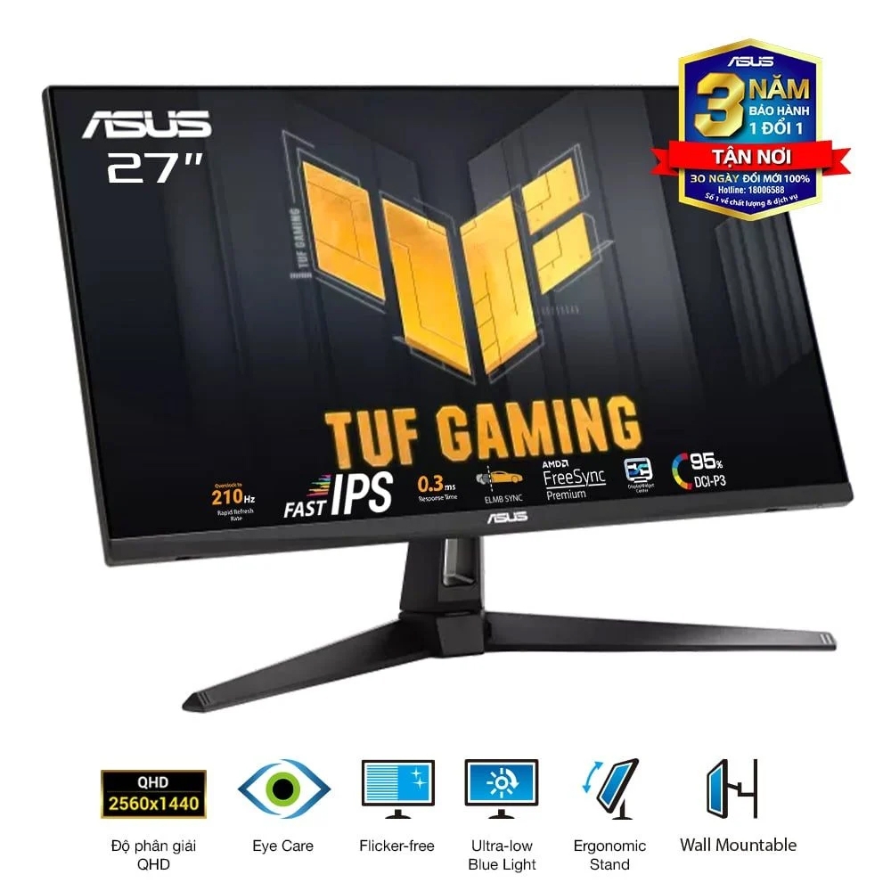 Màn hình Asus TUF Gaming VG27AQ5A (27Inch/ QHD (2560x1440)/ 0,3ms/ 210Hz/ 300cd/m2/ IPS/ Loa)