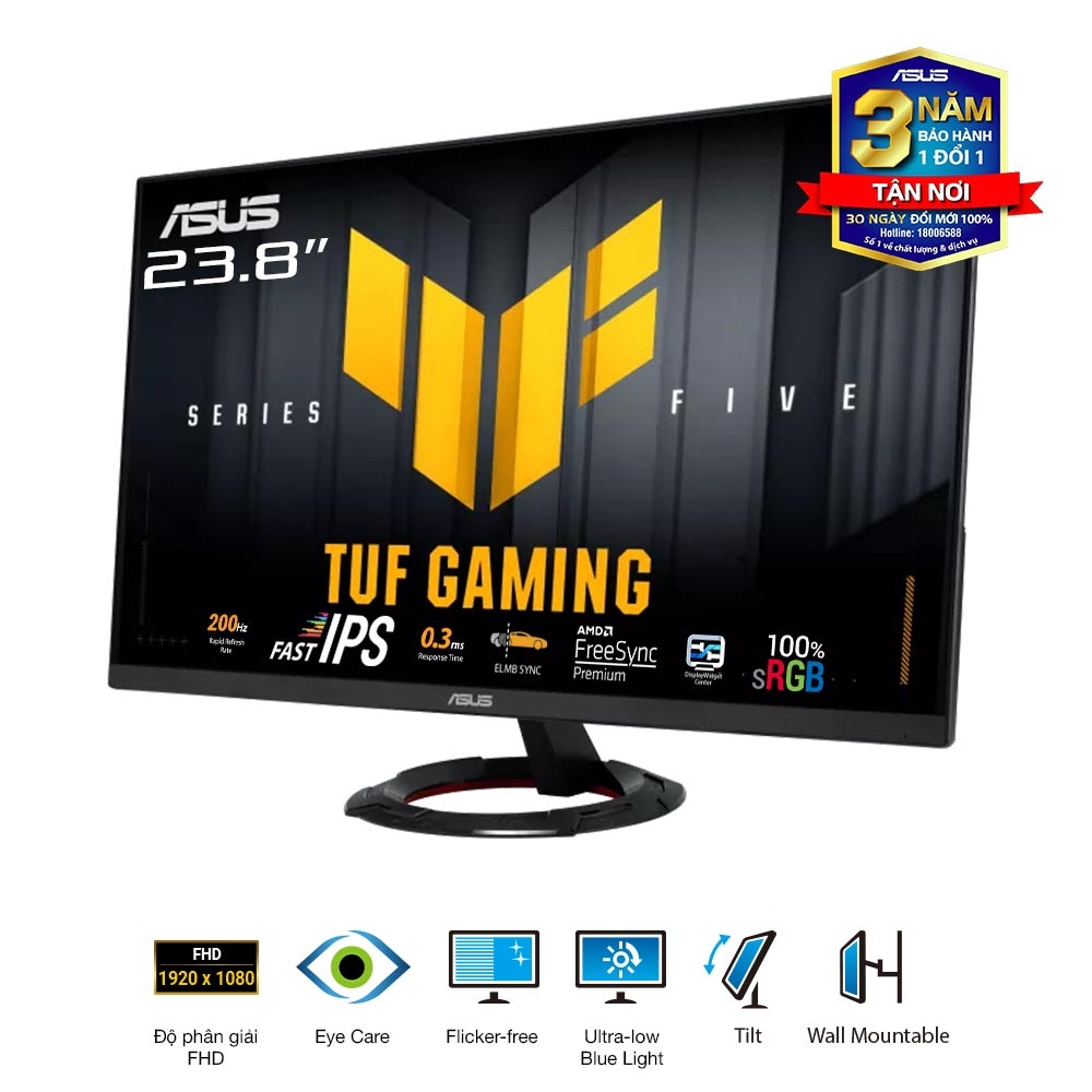 Màn hình Asus TUF Gaming VG249Q5R (23.8Inch/ Full HD/ 1ms/ 200Hz/ 300cd/m2/ IPS/ Tích hợp loa)