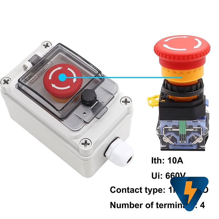 Hộp công tắc nút nhấn báo cháy ngắt điện chống nước