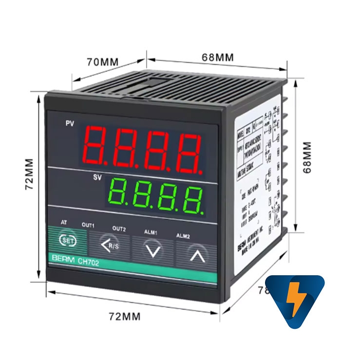 Đồng hồ điều khiển nhiệt độ PID BERM CH702 ra Relay SSR 72X72mm sử dụng cảm biến K PT100