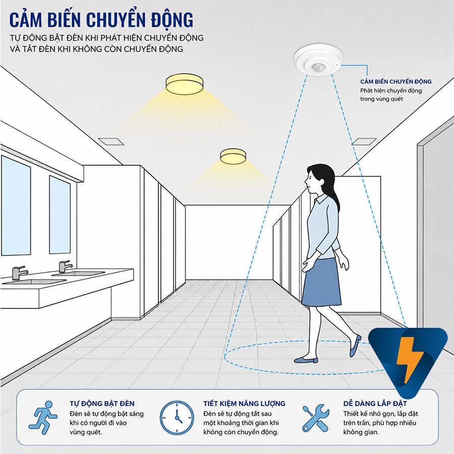 Công tắc bật tắt đèn cầu thang tự động