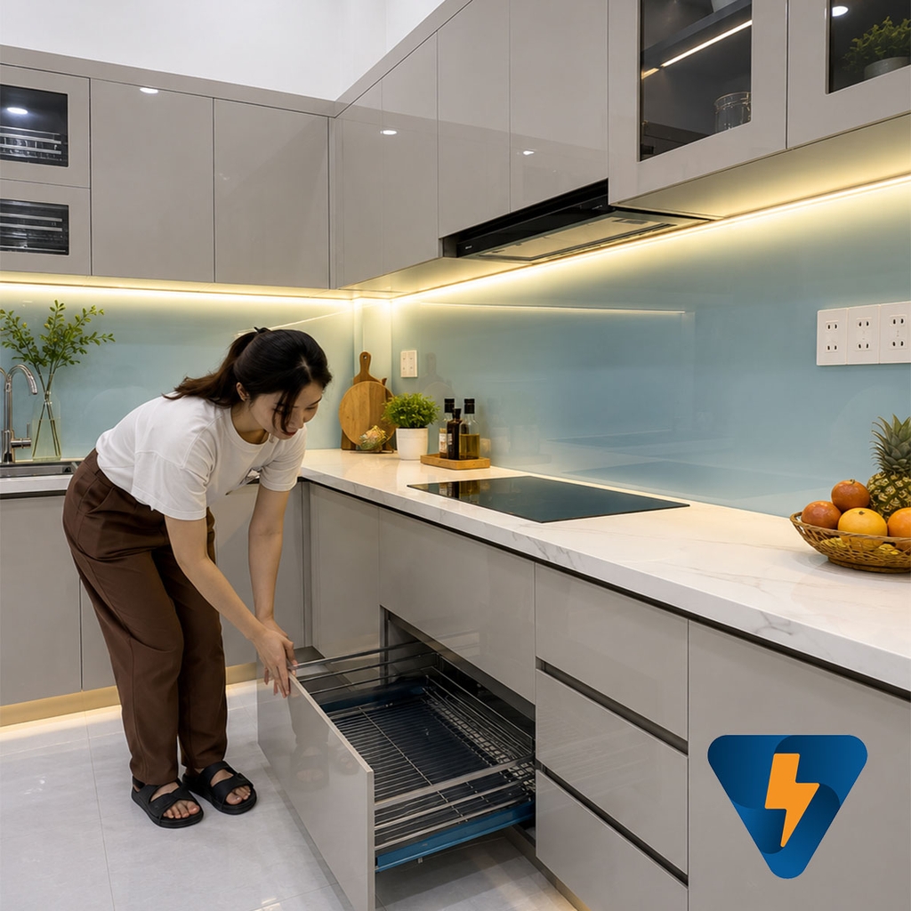Bộ nội thất bếp nhựa chống mối mọt dễ lau chùi vệ sinh ECO-HP010