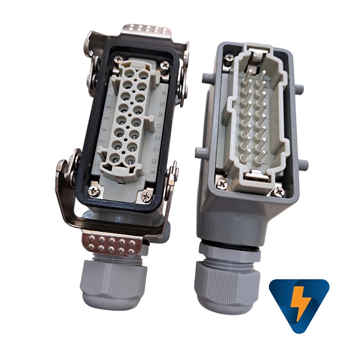 Giắc cắm 16 chân 16A HDC-HE-016-3 kiểu đế nổi