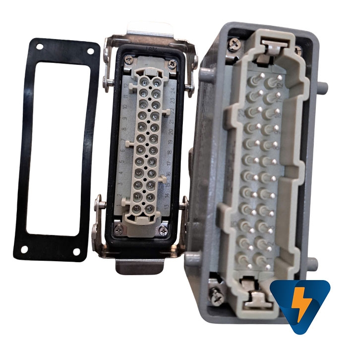 Đầu nối tải nặng cho cáp đồng trục Heavy Duty Connectors 24 Pin 16A hướng lên