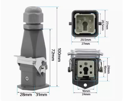 Đầu nối 5 chân, đầu nối 5 pin 4P + 1Pe kiểu thẳng đứng