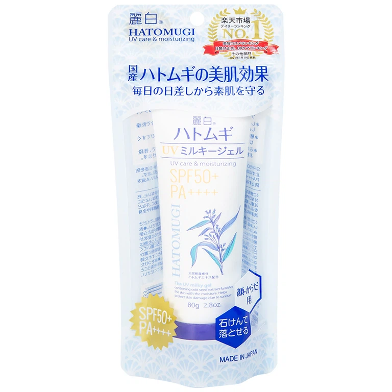 Kem chống nắng Reihaku Hatomugi UV Milky Gel SPF50+ PA++++ 80g - 4513574033955