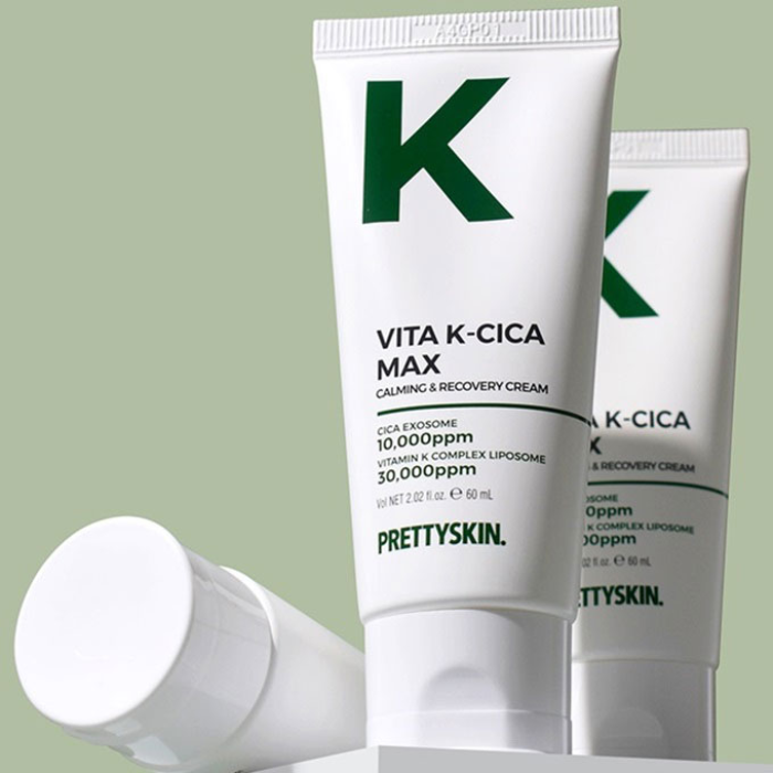 Kem dưỡng phục hồi làm dịu da ( PRETTYSKIN VITA K-CICA MAX CALMING & RECOVERY CREAM ), dung tích 60ml, dạng tuýp, hiệu PRETTYSKIN
