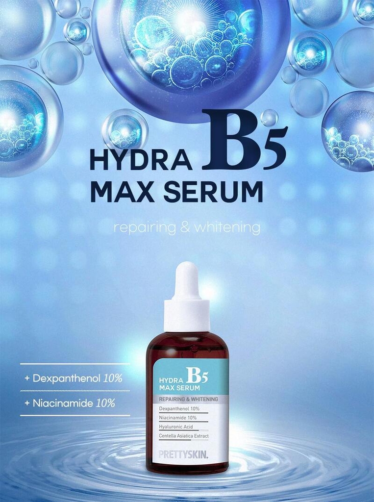 Tinh chất dưỡng da B5 (PRETTYSKIN HYDRA B5 MAX SERUM ), dung tích: 50ml, dạng chai lọ, giúp cung cấp độ ẩm cho da, giúp da mịn màng, hiệu: PRETTYSKIN