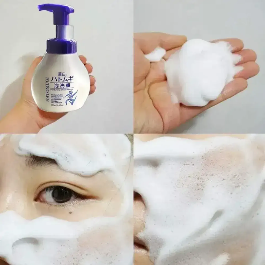 Sữa rửa mặt tạo bọt trắng REIHAKU HATOMUGI Facial Wash Foam 160ml - 4513574029347
