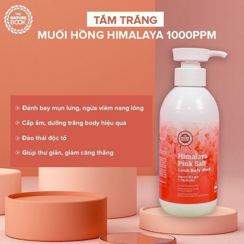 Sữa tắm làm sạch,dưỡng ẩm,dưỡng trắng da,làm cho da mềm mịn(THE NATURE BOOK HIMALAYA PINK SALT SCRUB BODY WASH), Dung tích 300ml.