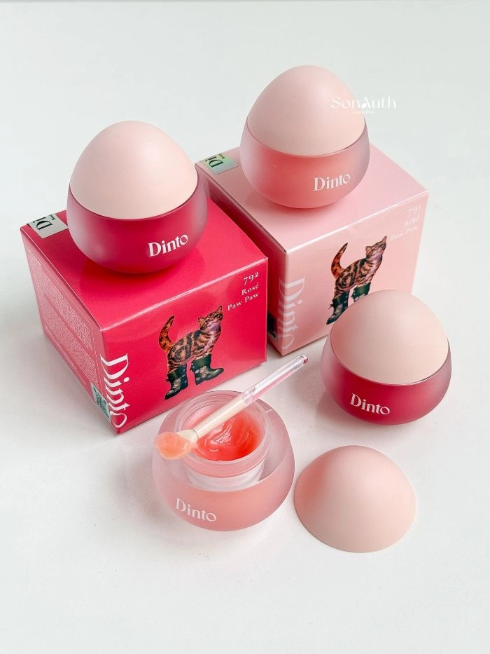 Son tint bóng Dinto Chubby Mocchi Jelly Paw Paw Lip Mask 792 Rosé Paw Paw- 10 g