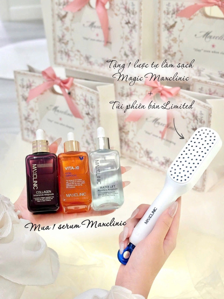 Sét Túi maxclinic ( lược kèm hộp + dây+túi )