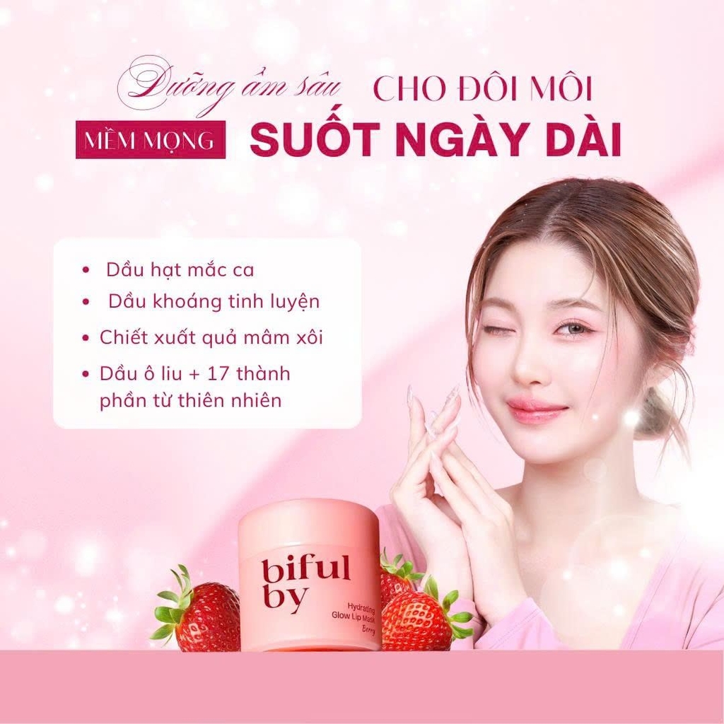 Mặt nạ dưỡng ẩm môi bifulby Hydrating Glow Lip Mask Berry