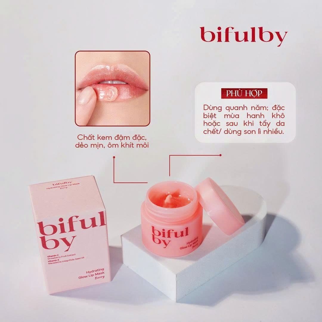 Mặt nạ dưỡng ẩm môi bifulby Hydrating Glow Lip Mask Berry