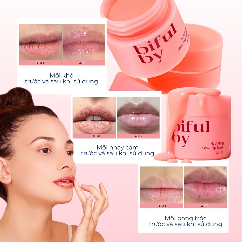 Mặt nạ dưỡng ẩm môi bifulby Hydrating Glow Lip Mask Berry