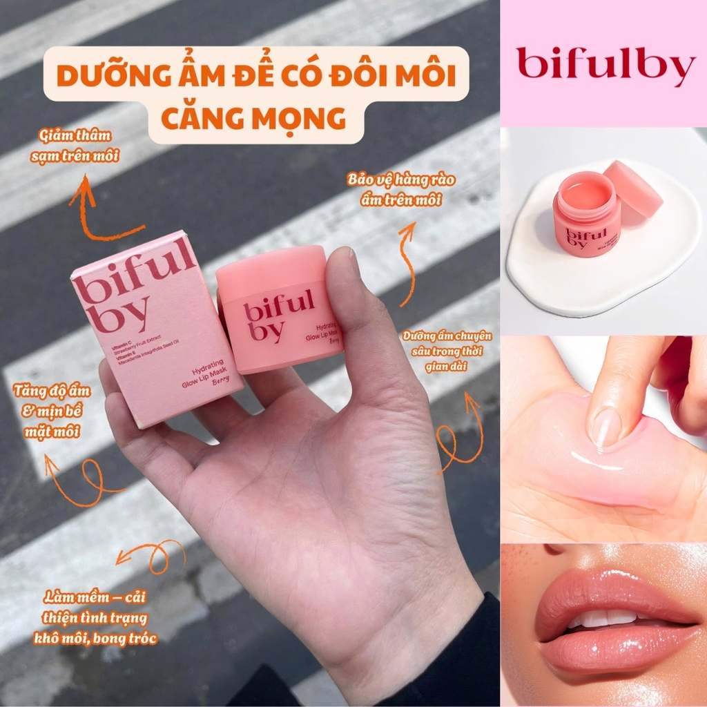 Mặt nạ dưỡng ẩm môi bifulby Hydrating Glow Lip Mask Berry