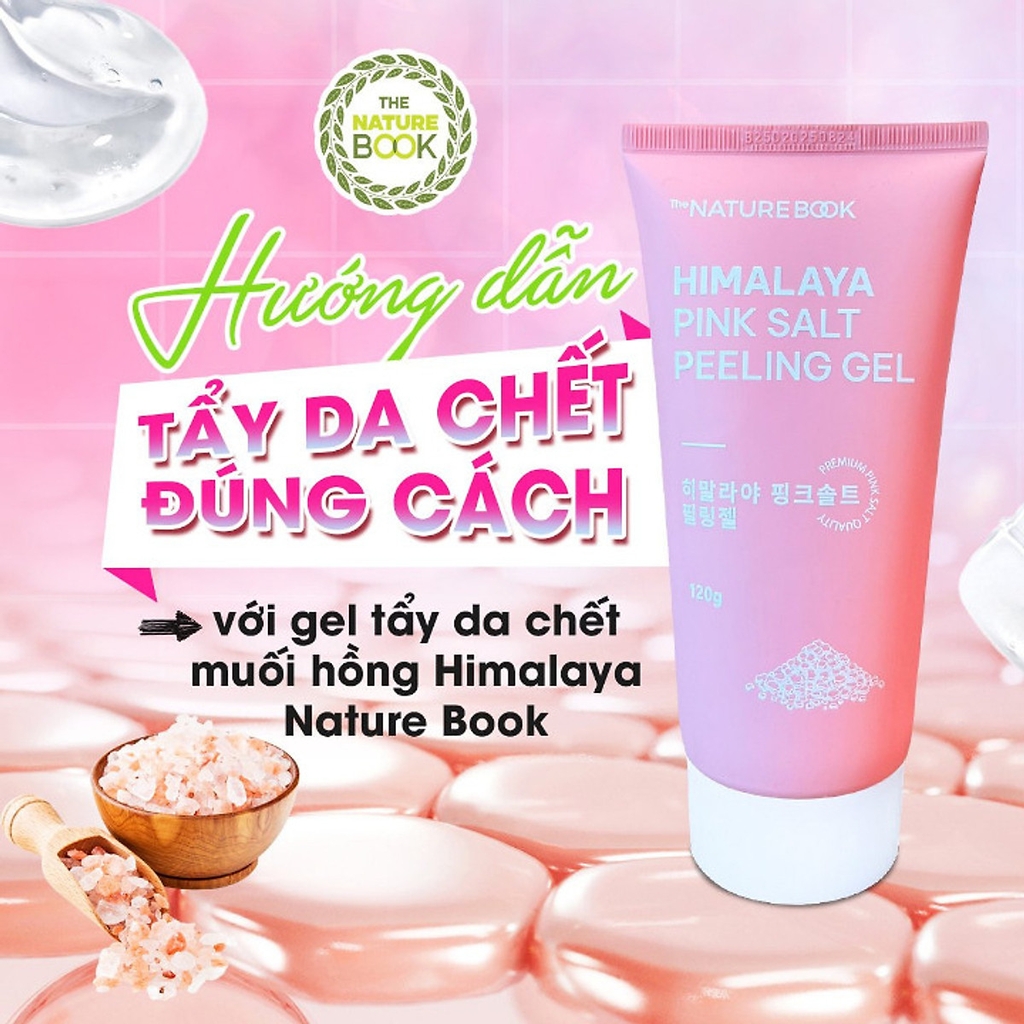 Kem làm sạch tế bào chết trên  da,dưỡng ẩm,cung cấp dưỡng chất  cho làn da tươi sáng hơn (THE NATURE BOOK HIMALAYA PINK  SALT PEELING GEL), Dung tích  120g