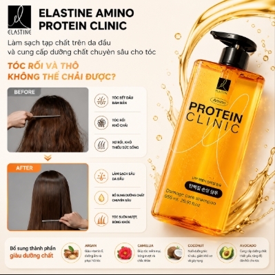 Dầu xả Elastine Amino Protein Clinic Damage Care Conditioner 855ML