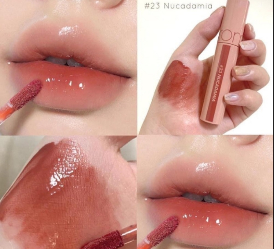 Son bóng lì màu đỏ nâu nude không quá trầm. 5 6 rom&nd JUICY LASTING TINT 23 NUCADAMIA. Hiệu: rom&nd. 5.5g/pce
