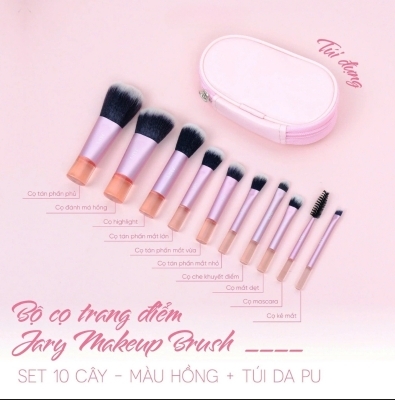 BỘ CỌ TRANG ĐIỂM JARY MAKEUP BRUSH SET 10 CÂY - TÚI ĐỰNG DA PU