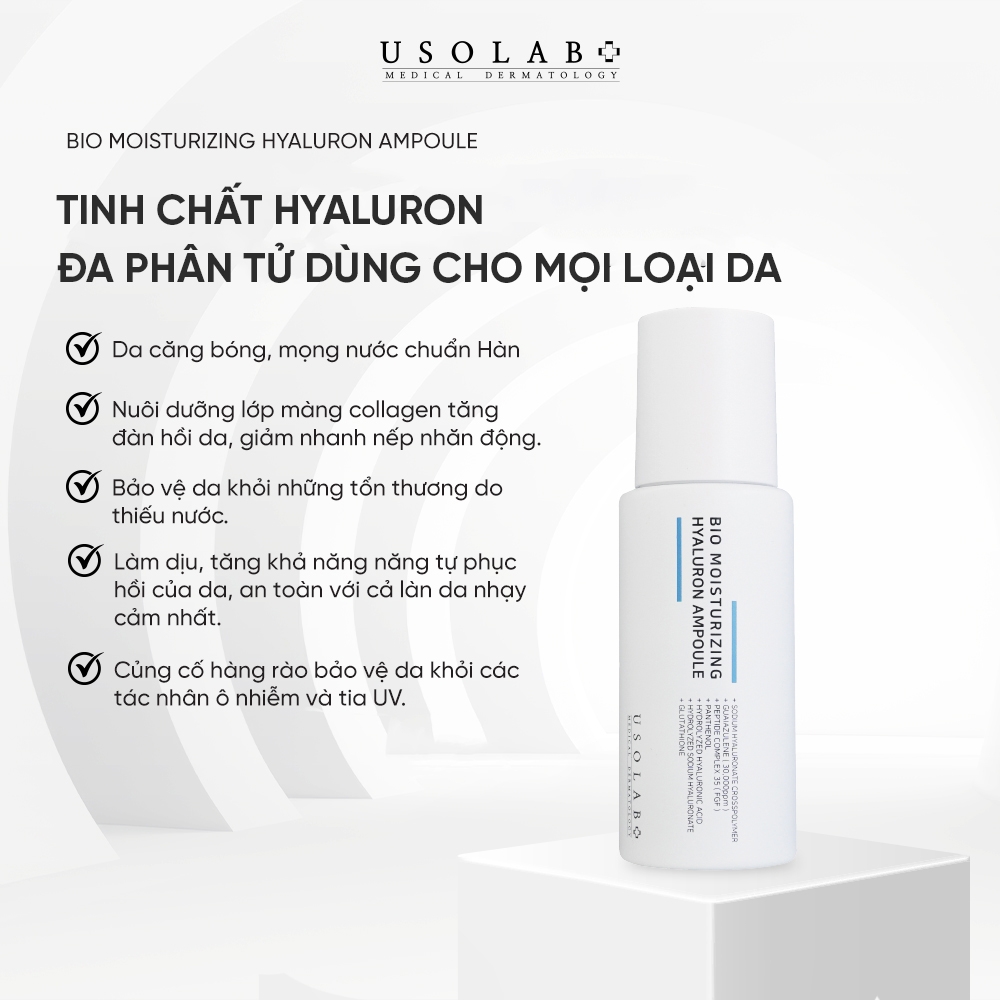 Tinh chất cô đặc cấp ẩm USOLAB BIO MOISTURIZING HYALURON AMPOULE 50ML