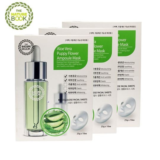 Mặt nạ giúp làm trắng,dưỡng ẩm da(THE NATURE BOOK ALOE VERA POPPY FLOWER AMPOULE MASK)25g/chiếc