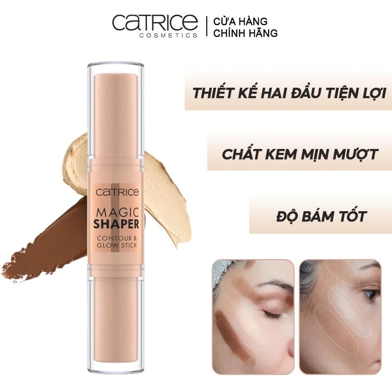 Sản phẩm bút tạo khối 2 đầu trang điểm Catrice Magic Shaper Contour & Glow Stick 020 Medium 9g