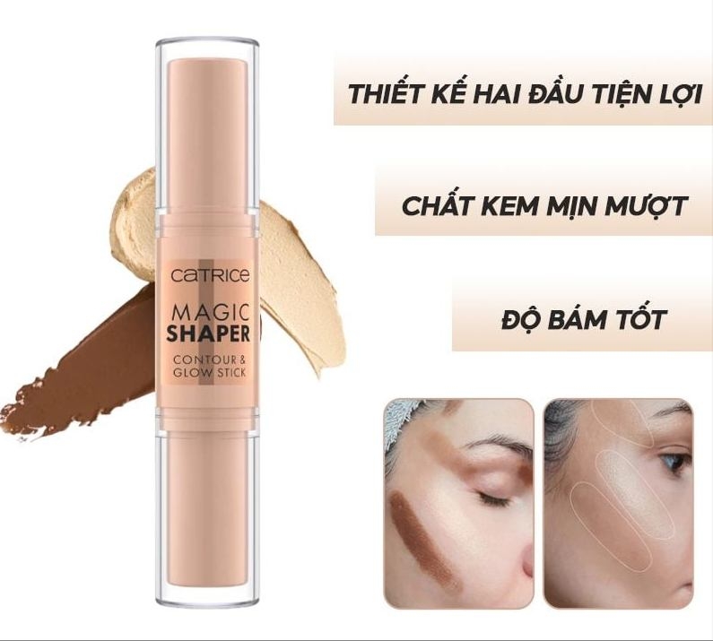 Sản phẩm bút tạo khối 2 đầu trang điểm Catrice Magic Shaper Contour & Glow Stick 010 Light 9g.