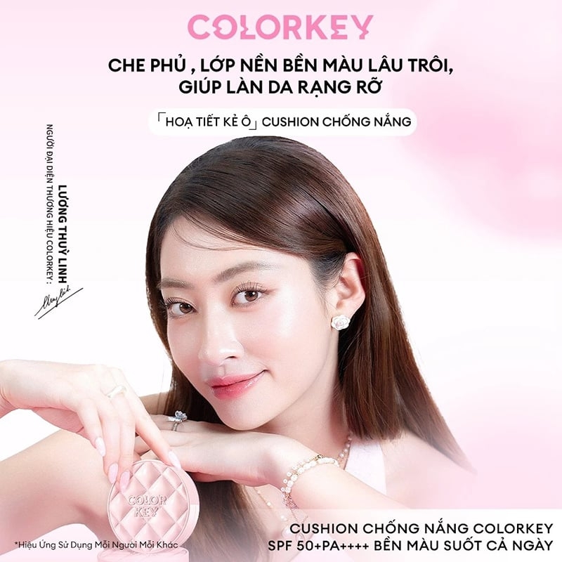 COLORKEY LONG LASTING FLAWLESS BRIGHTENING CUSHION CREAM SPF50+PA++++ W1 PHẤN NƯỚC CHỐNG NẮNG LÀM SÁNG DA LÂU TRÔI
