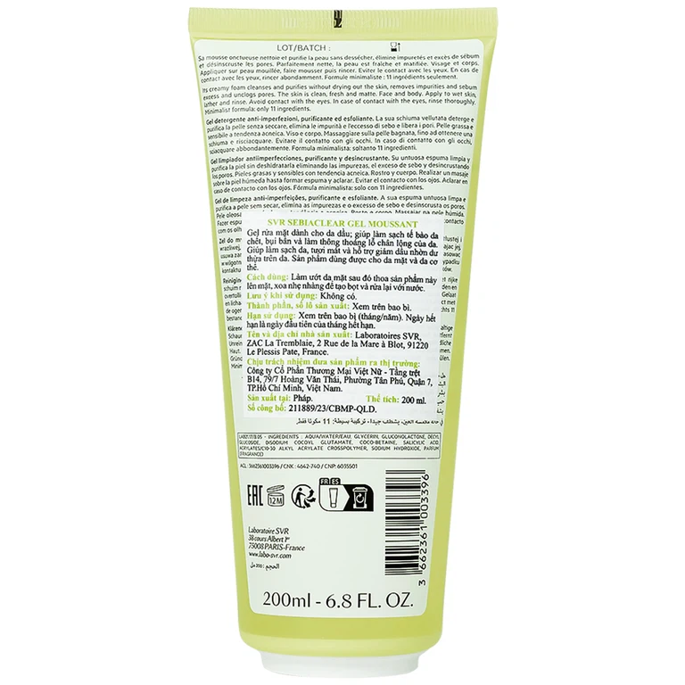 SVR Sebiaclear Gel Moussant 200ml