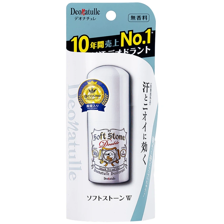 Lăn khử mùi đá khoáng dạng sáp cho mọi loại da 20G Deonatulle Soft Stone Double Deodorant -4971825016582