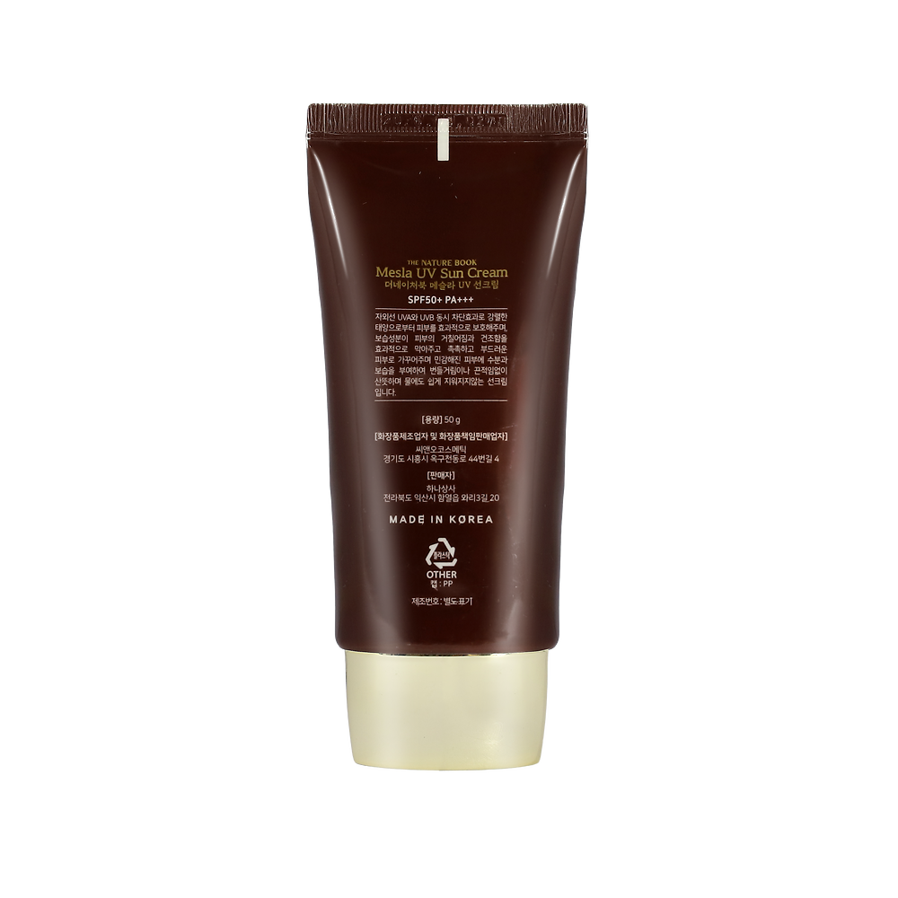 Kem chống nắng, làm trắng, hỗ trợ  giúp giảm nám-sạm-tàn nhang, (The Nature Book Mesla UV Sun Cream SPF50+PA+ ++) khối lượng 50g