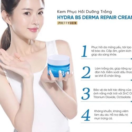 Kem phục hồi dưỡng trắng ( PRETTYSKIN HYDRA B5 DERMA REPAIR CREAM ), dung tích 52ml, dạng hũ, hiệu PRETTYSKIN
