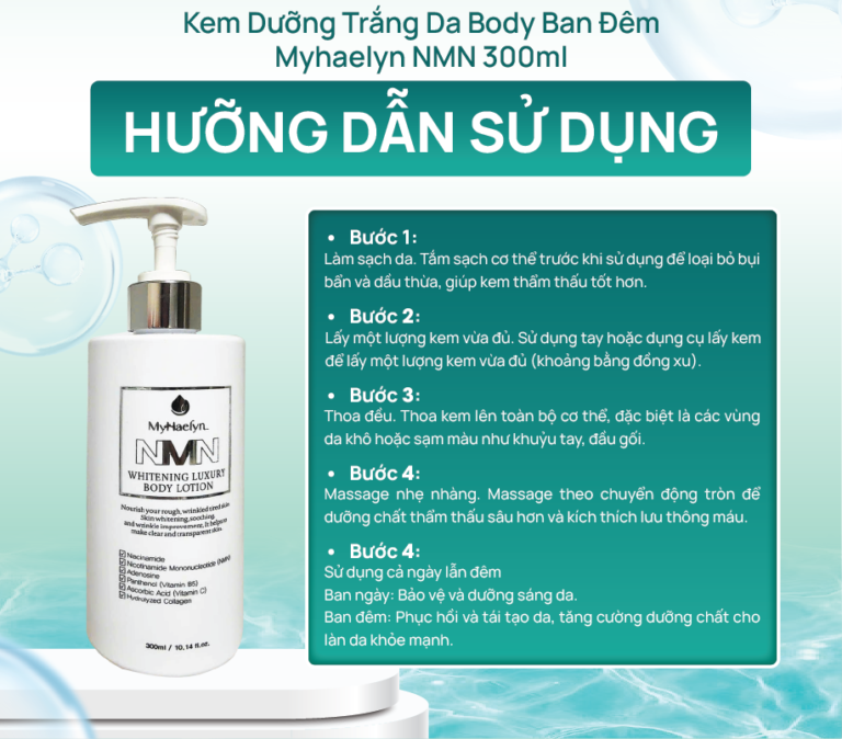 KEM DƯỠNG BODY CAO CẤP NMN 300ML (MYHAELYN NMN WHITENING LUXURY BODY LOTION-8809675774481)