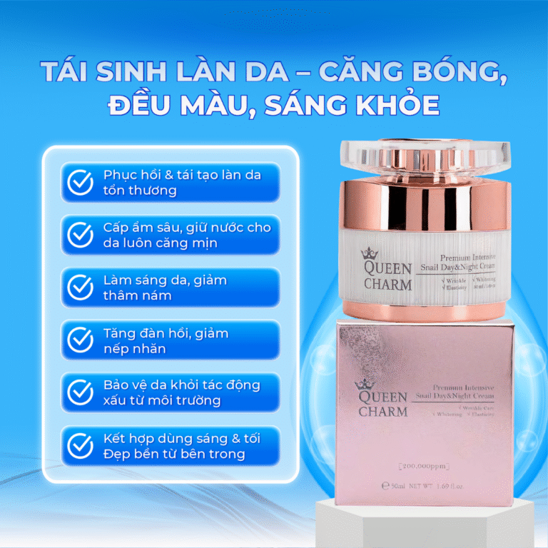 KEM NỮ HOÀNG HỒNG ỐC SÊN 60ML(QUEEN CHARM PREMIUM INTENSIVE SNAIL DAY&NIGHT CREAM-8809936050187)