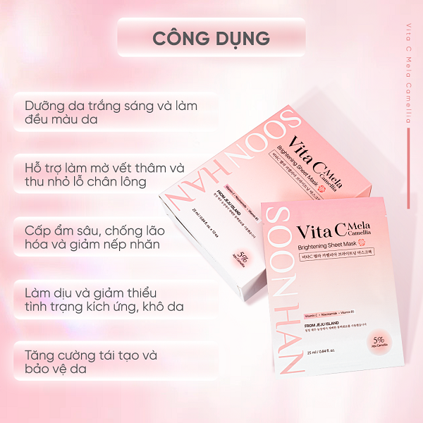 Soon Han Vita C Mela Camellia Brightening Sheet Mask (1 hộp / 10 cái)